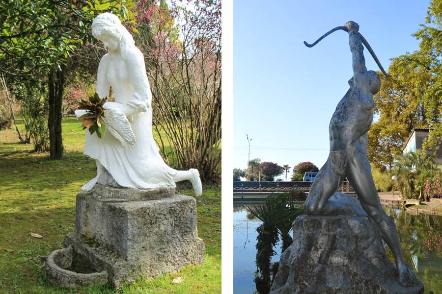 Скульптуры Девушка с голубем и Лучник